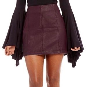 [FREE PEOPLE] Plum Leather Skirt Modern Femme Sz 12 US